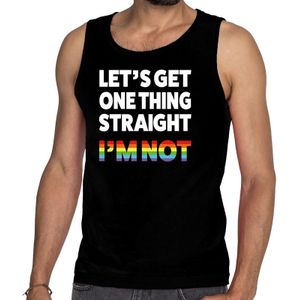 Gay pride let's get one thing straight i'm not tanktop/mouwloos shirt  - zwart regenboog singlet voor heren - gay pride