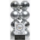 32x stuks kunststof kerstballen mix van zilver en zwart 4 cm - Kerstversiering