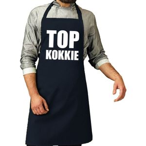 Top kokkie barbeque schort / keukenschort navy blauw voor heren - bbq schorten