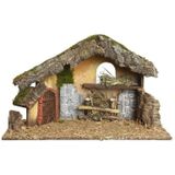 Complete kerststal met 3x st kerststal beelden - 50 x 23 x 31 cm -hout/polyresin