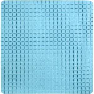 MSV Douche/bad anti-slip mat badkamer - rubber - lichtblauw - 54 x 54 cm - met zuignappen