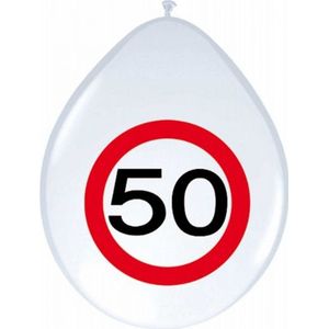 48x stuks Ballonnen 50 jaar verkeersbord feestartikelen/versiering verkeersbord