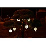 IKO verlichte kerstbal kunststof - 2x - goud - aan draad - D15 cm - led lampjes - warm wit