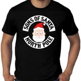 Grote maten fout Kerst t-shirt - Sons of Santa North Pole - zwart voor heren -  plus size kerstkleding / kerst outfit