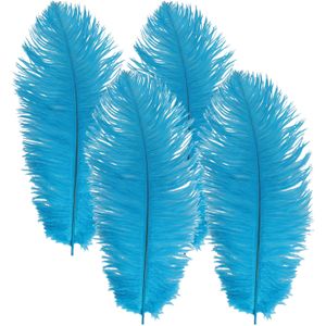 4x stuks blauwe Pieten struisveer 35 cm - Hobby/knutselen sierveren