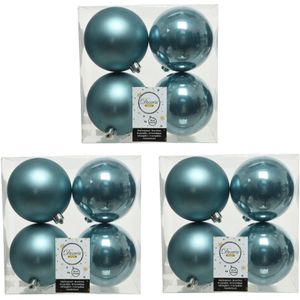 16x stuks kunststof kerstballen ijsblauw (blue dawn) 10 cm - Mat/glans - Onbreekbare plastic kerstballen