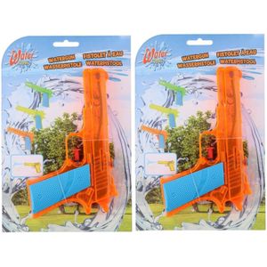 3x Waterpistolen/waterpistool oranje klein van 18 cm kinderspeelgoed - waterspeelgoed van kunststof