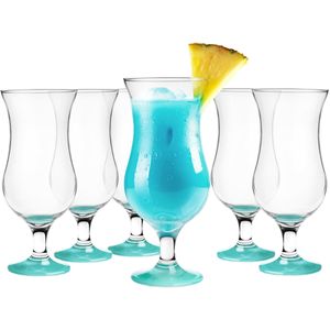 Glasmark Cocktail glazen - 6x - 420 ml - turquoise - glas - pina colada glazen
