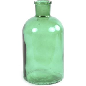 Countryfield Bloemenvaas - mintgroen - doorzichtig glas - apotheker fles - D14 x H27 cm