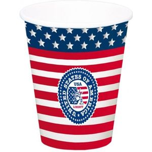 8x stuks grote USA thema XXL feest/party bekers - Inhoud: 700 ml - Amerikaanse feestartikelen/versiering