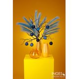 Kunstbloemen bloemstuk boeket in vaas - blauw tinten - 80 cm hoog - Decoratie pampasgras pluimen