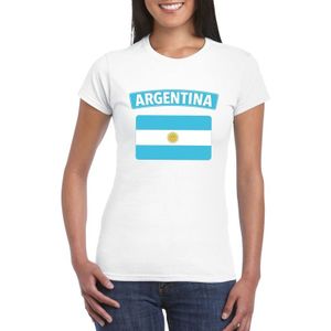 Argentinie t-shirt met Argentijnse vlag wit dames