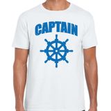 Captain / kapitein met stuur verkleed t-shirt wit voor heren - maritiem carnaval / feest shirt kleding / kostuum