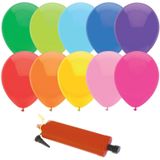 Haza - 100x gekleurde latex verjaardag ballonnen met ballonnenpomp