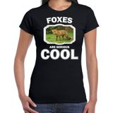Dieren vossen t-shirt zwart dames - foxes are serious cool shirt - cadeau t-shirt bruine vos/ vossen liefhebber