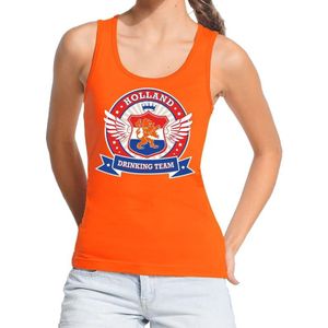 Holland drinking team tanktop / mouwloos shirt / tanktop / mouwloos shirt oranje dames - Koningsdag / supporters kleding
