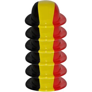 6x stuks supporters bolhoed vlag Belgie plastic - landen vlag feestartikelen