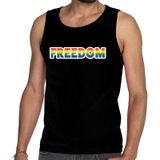 Freedom gay pride tanktop/mouwloos shirt - zwart regenboog homo singlet voor heren - gay pride