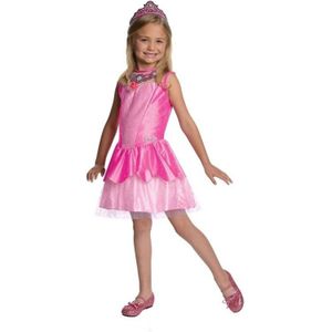 Roze prinsessen jurkje/jurk voor meisjes met tiara - prinsessen verkleedkleding/carnavalkostuum