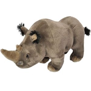 Pluche grijze neushoorn knuffel 35 cm - Neushoorns wilde dieren knuffels - Speelgoed voor kinderen