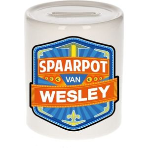 Kinder spaarpot voor Wesley - keramiek - naam spaarpotten