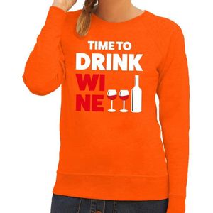 Time to drink Wine tekst sweater oranje dames - dames trui Time to drink Wine - oranje kleding