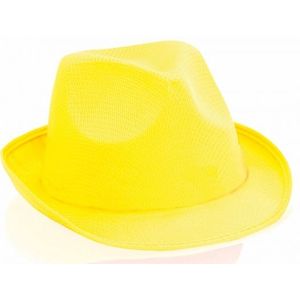 Geel trilby hoedje voor volwassenen