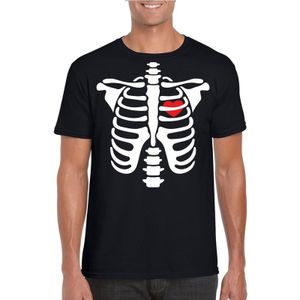 Halloween skelet t-shirt zwart heren - Halloween kostuum