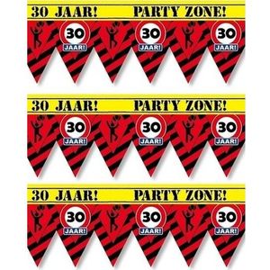 3x 30 jaar party tape/markeerlinten waarschuwing 12 meter - Verjaardag afzetlinten/markeerlinten feestartikelen