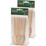 50x houten wegwerp vorken bestek 16 cm bio/eco - BBQ/verjaardag/picknick bestek berkenhout