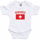 Switzerland baby rompertje met vlag wit jongens en meisjes - Kraamcadeau - Babykleding - Zwitserland landen romper