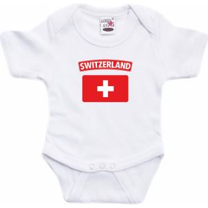 Switzerland baby rompertje met vlag wit jongens en meisjes - Kraamcadeau - Babykleding - Zwitserland landen romper
