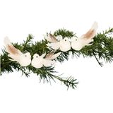 4x Kerstboomversiering glitter witte vogeltjes op clip 11 cm - Kerstboom decoratie vogeltjes