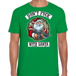 Fout Kerstshirt / Kerst t-shirt Dont fuck with Santa groen voor heren - Kerstkleding / Christmas outfit