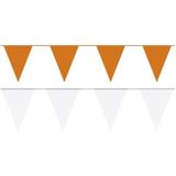 Witte/Oranje feest punt vlaggetjes pakket - 200 meter - vlaggenlijn/ slinger