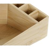 2x Stuks bamboe bureau organizer/houder sorteerbakje 8 vaks 14 x 14 x 7 cm - Pennenbakjes voor kantoor