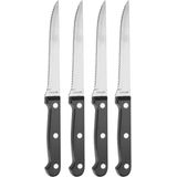 Vleesmessen set - 4 stuks - zwart - RVS/kunststof - 23 cm - steakmessen - bestek set