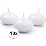 10x Drijfkaarsen wit 5 cm - Woondecoraties kaarsen