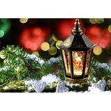 Snowglobe glitter lantaarn met kerstman - 23 cm - met muziek en licht - muziekdoos