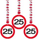 Feestpakket 25 jaar - Waarschuwingsborden - Slingers - Verjaardagsversiering - Feestartikelen decoratie