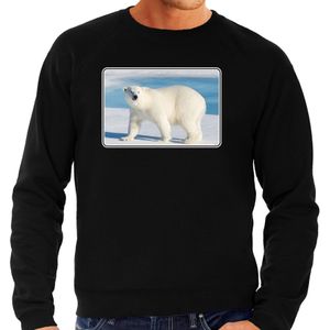 Dieren sweater met ijsberen foto - zwart - voor heren - natuur / ijsbeer cadeau trui - kleding / sweat shirt