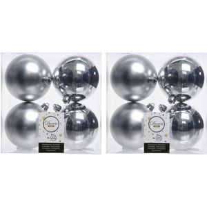 32x Zilveren kunststof kerstballen 10 cm - Mat/glans - Onbreekbare plastic kerstballen - Kerstboomversiering zilver