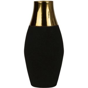 Bloemenvaas Monaco de luxe - zwart/goud - metaal - D12 x H25 cm