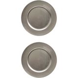 6x stuks diner borden/onderborden zilver glimmend 33 cm - Diner/kerstdiner borden/onderborden/dinerborden