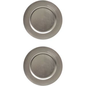 6x stuks diner borden/onderborden zilver glimmend 33 cm - Diner/kerstdiner borden/onderborden/dinerborden