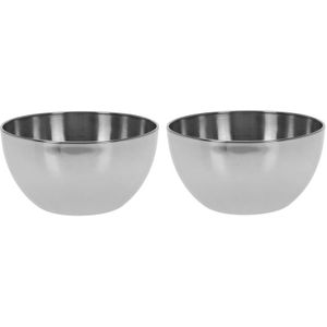 2x Salade schaaltjes RVS - Serveerschalen/schalen RVS 13 cm