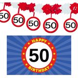 50 jaar leeftijd verjaardag slinger en vlag 150 x 90 feestartikelen versiering pakket