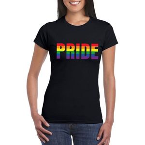 Pride regenboog tekst shirt zwart dames - LGBT/ Lesbische shirts