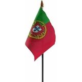 Portugal tafelvlaggetje 10 x 15 cm met standaard