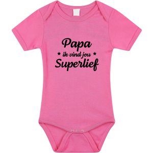 Papa superlief tekst baby rompertje roze meisjes - Kraamcadeau/ Vaderdag cadeau - Babykleding